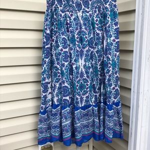 Full maxi skirt, BOHO, blue,purple, sequins,white